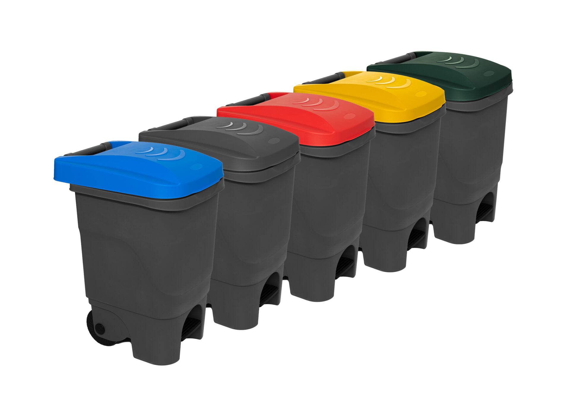 Minicontainer 60 liter met voetpedaal en wieltjes vervaardigd van gerecycled materiaal