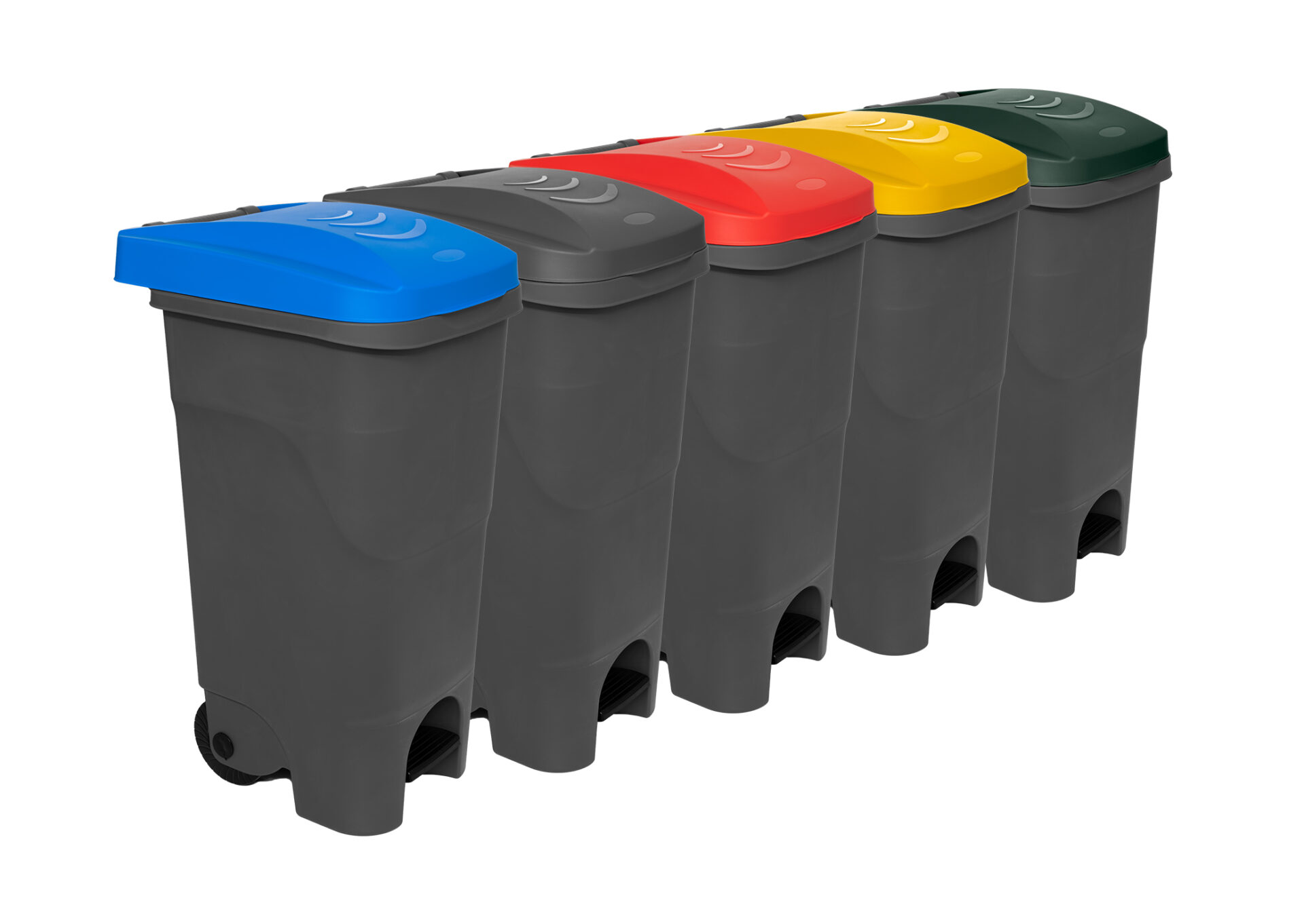 Minicontainer 85 Liter mit Fußpedal und Rädern aus recyceltem Material